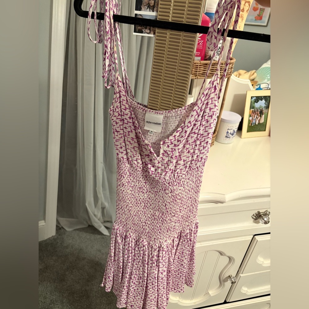 Skylar + Madison Purple and White Smocked Dress